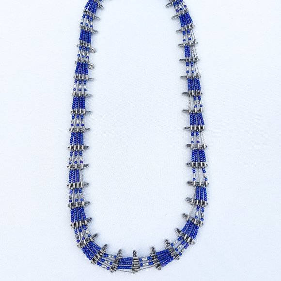 Gorgeous Vintage Style Handmade Beaded Safety Pin Statement Necklace - Picture 1 of 5